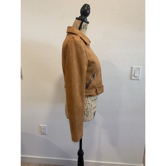 (B-202)  Women forever 21 sude Moto jacket size S Beige color - Picture 5 of 8